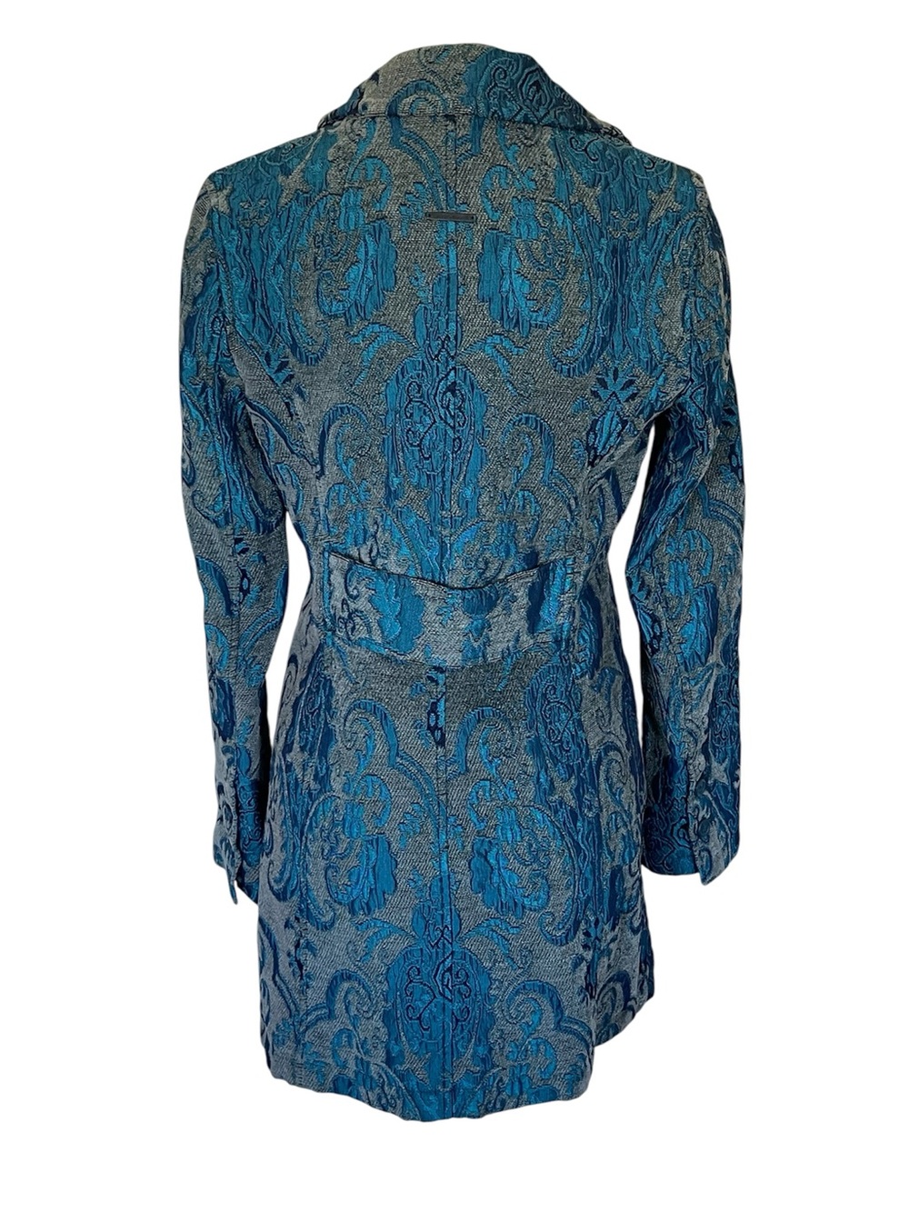 DKNY Jeans Turquoise Paisley Print Tapestry Coat - Picture 4 of 12